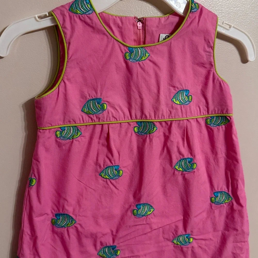 Vintage Lilly Pulitzer Dress Pink with Fish Lace Detailing Size 4T 100% Cotton‎